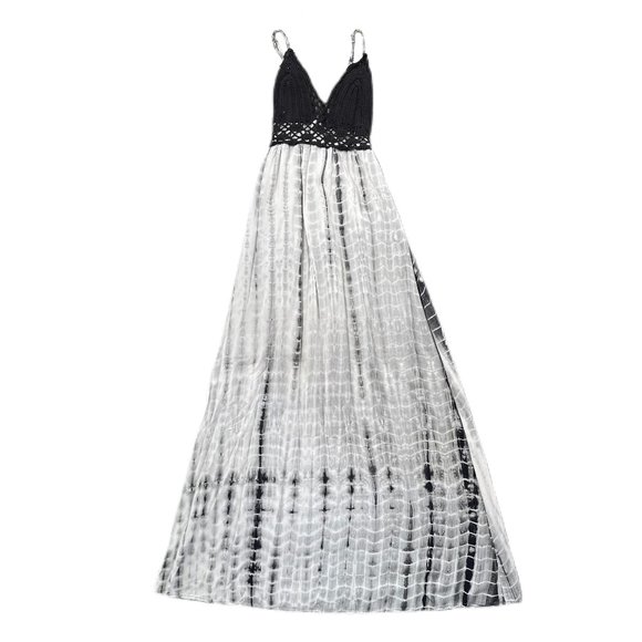 Xhiliration Maxi Dress Sz XS Blue Gray Black Knit Summer - Picture 2 of 3